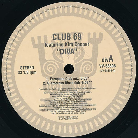 Club 69 Featuring Kim Cooper : Diva (2x12")