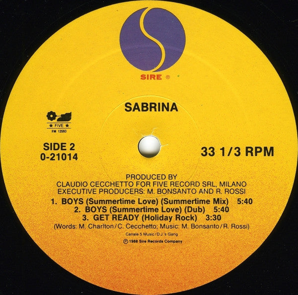 Sabrina : Boys (Summertime Love) (12", Maxi)