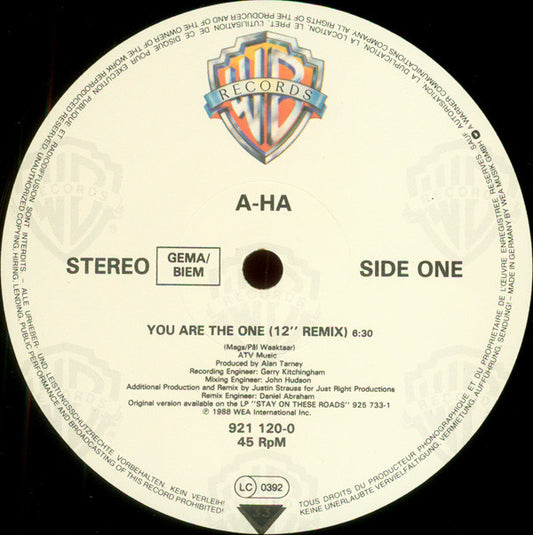 a-ha : You Are The One (12" Remix) (12", Maxi)