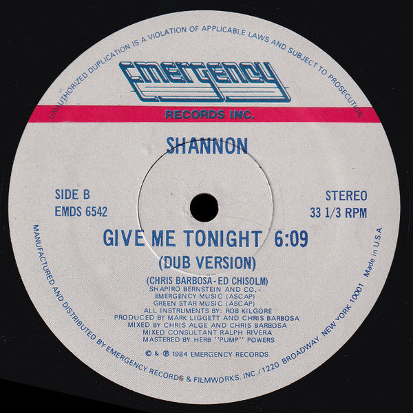 Shannon : Give Me Tonight (12")