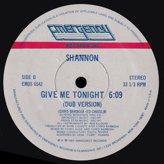Shannon : Give Me Tonight (12")