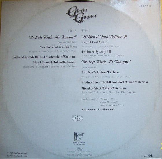 Gloria Gaynor : Be Soft With Me Tonight (12")
