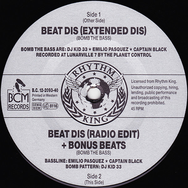 Bomb The Bass : Beat Dis (12", Maxi)