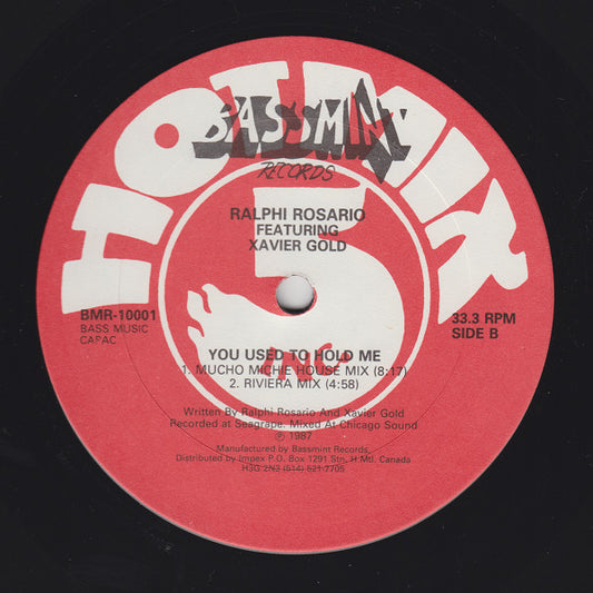 Ralphi Rosario Featuring Xavier Gold* : You Used To Hold Me (12")