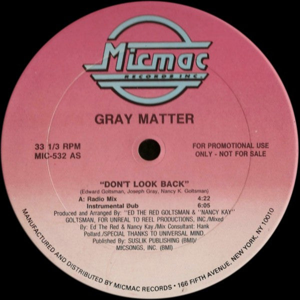Gray Matter (3) : Don't Look Back (12", Promo)