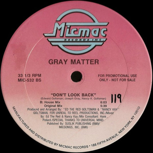 Gray Matter (3) : Don't Look Back (12", Promo)
