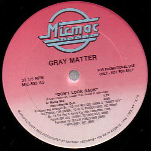 Gray Matter (3) : Don't Look Back (12", Promo)