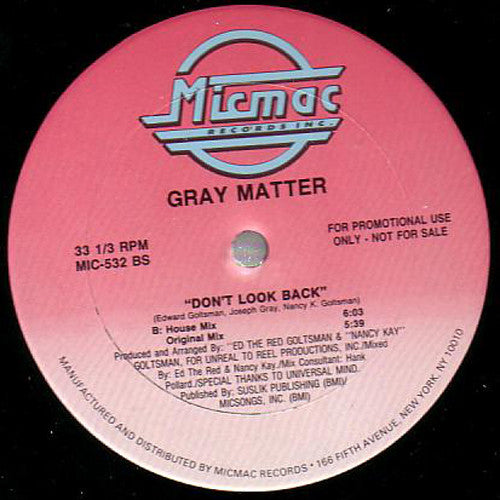 Gray Matter (3) : Don't Look Back (12", Promo)