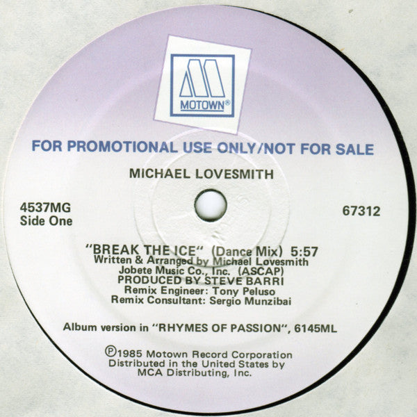 Michael Lovesmith : Break The Ice (12", Promo)