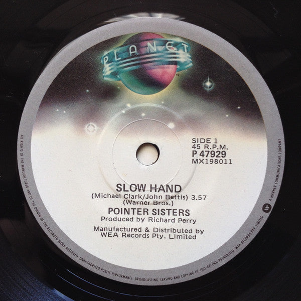 Pointer Sisters : Slow Hand (7", Single)