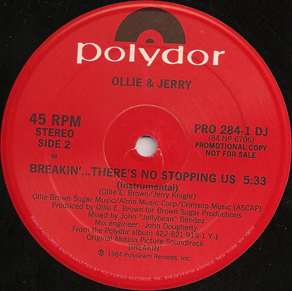 Ollie And Jerry : Breakin'... There's No Stopping Us (12", Promo)