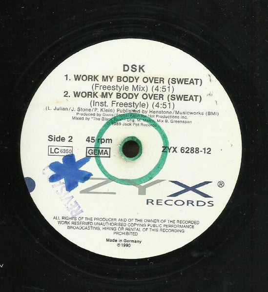 DSK : Work My Body Over (Sweat) (12", Maxi)