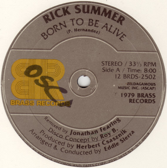 Rick Summer : Born To Be Alive / Shake It Up (We're Gonna Boogie) (12")
