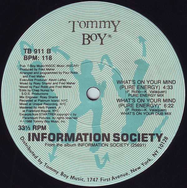Information Society : What's On Your Mind (Pure Energy) (12", Single)