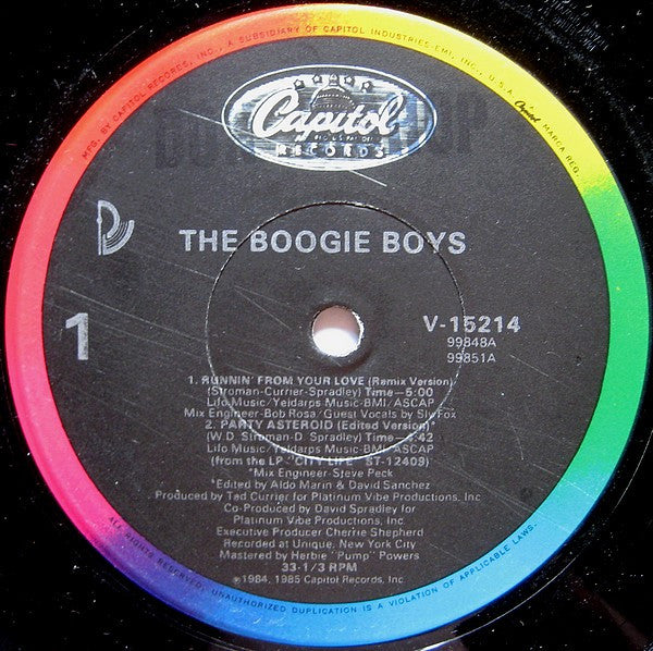 The Boogie Boys* : Runnin' From Your Love / Party Asteroid (12")