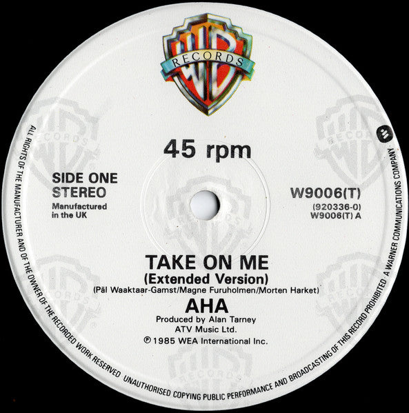 a-ha : Take On Me (Extended Version) (12", Single)