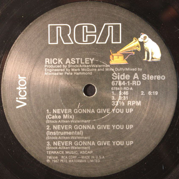 Rick Astley : Never Gonna Give You Up (12", Maxi)