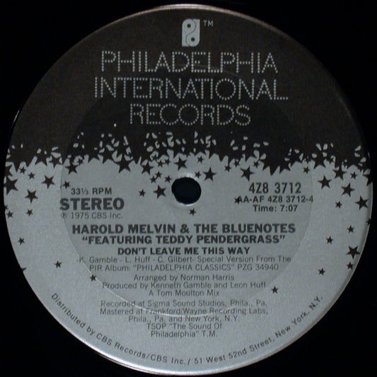 Harold Melvin And The Blue Notes Featuring Teddy Pendergrass : Bad Luck / Don't Leave Me This Way (12", Single)
