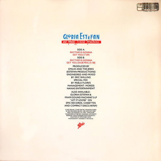 Gloria Estefan And Miami Sound Machine* : Rhythm Is Gonna Get You (12", Single)
