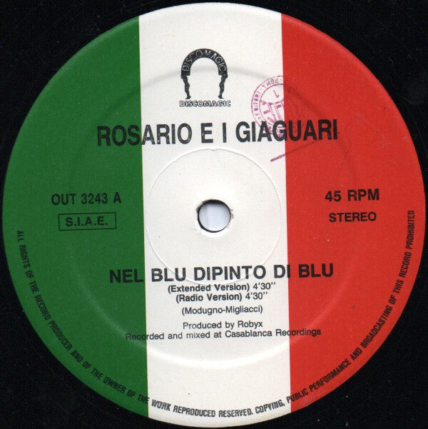 Rosario E I Giaguari : Nel Blu Dipinto Di Blu (Volare Version 1989) (12")