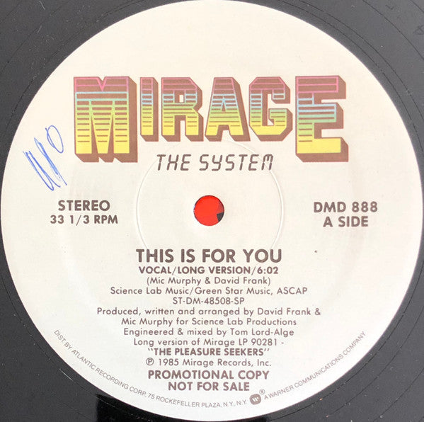 The System : This Is For You (12", Promo)