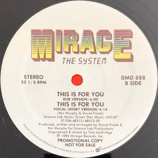 The System : This Is For You (12", Promo)