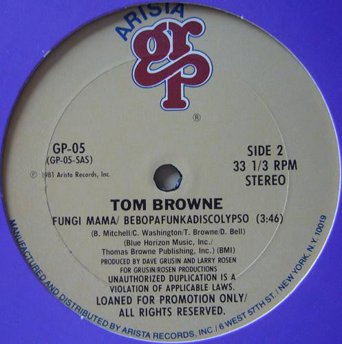 Tom Browne : Fungi Mama/Bebopafunkadiscolypso (12", Promo)