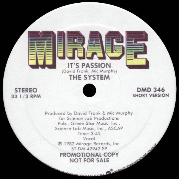 The System : It's Passion (12", Promo)