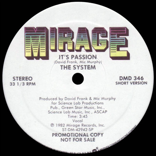 The System : It's Passion (12", Promo)