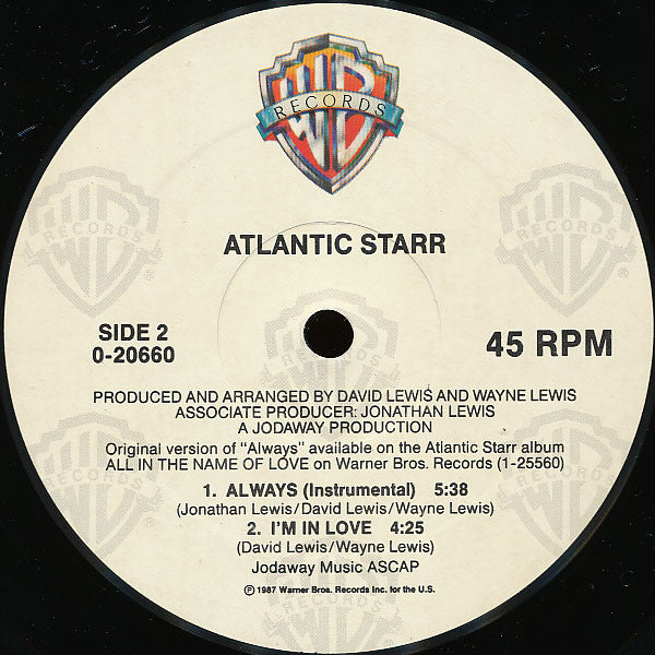 Atlantic Starr : Always (12", Maxi)