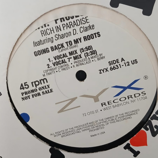 Disco de Vinil - FPI Project Featuring Sharon D. Clarke* - Rich In Paradise "Going Back To My Roots" (12", Maxi) VG+