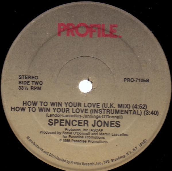Disco de Vinil - Spencer Jones - How To Win Your Love (12") VG