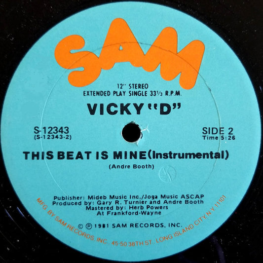 Disco de Vinil - Vicky "D" - This Beat Is Mine (12", Single) VG+