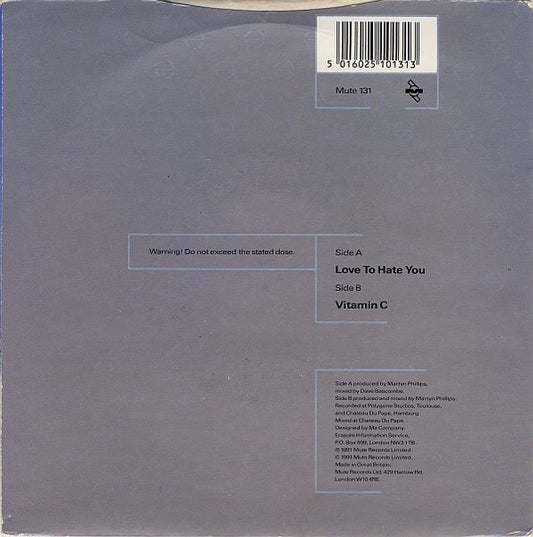 Disco de Vinil - Erasure - Love To Hate You (12", Maxi) VG+