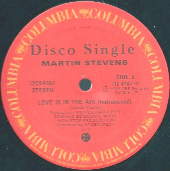 Disco de Vinil - Martin Stevens - Love Is In The Air (12") VG