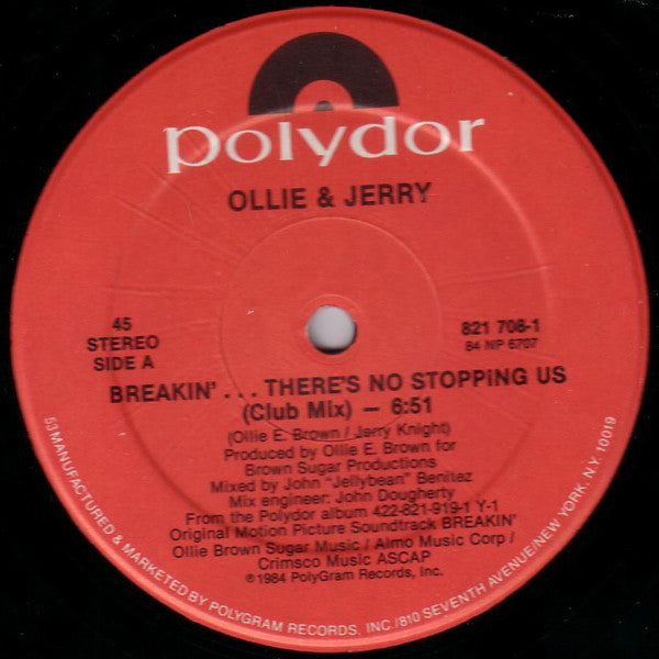 Disco de Vinil - Ollie & Jerry* - Breakin'... There's No Stopping Us (12", 53 ) VG