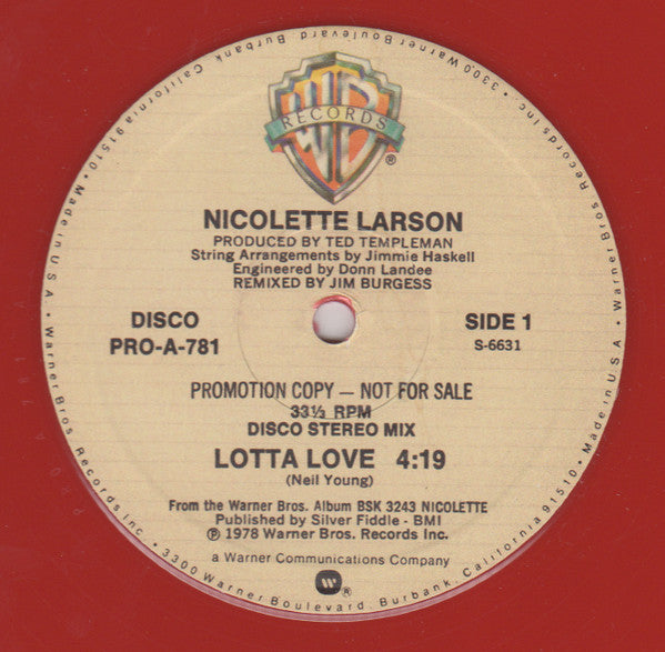 Disco de Vinil - Nicolette Larson - Lotta Love (12", Promo) NM or M-