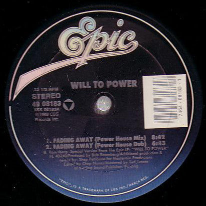 Disco de Vinil - Will To Power - Fading Away (12", Single) VG+
