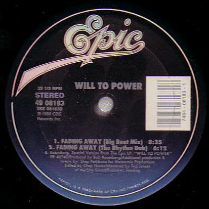 Disco de Vinil - Will To Power - Fading Away (12", Single) VG