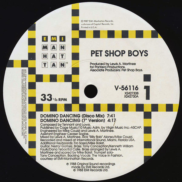 Pet Shop Boys : Domino Dancing (12", Single)