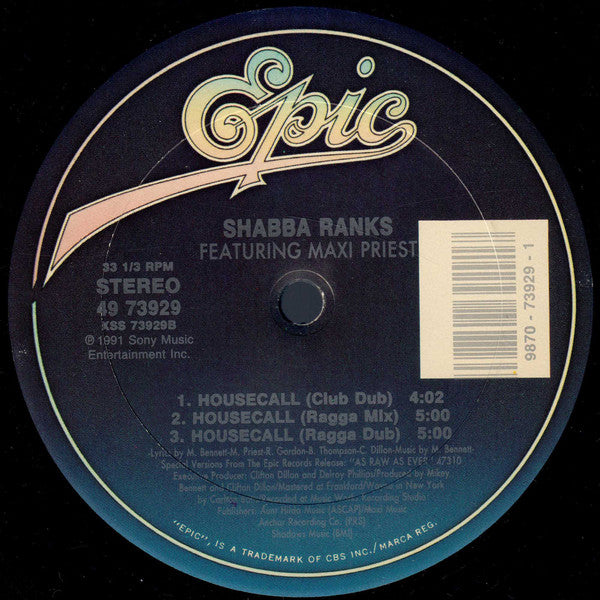 Shabba Ranks : Housecall (12")