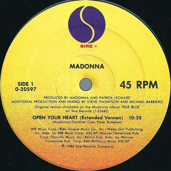 Madonna : Open Your Heart (12", Maxi)