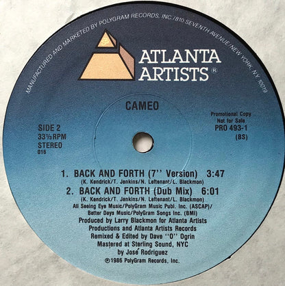 Cameo : Back And Forth (12", Promo)