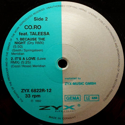 CO.RO* Feat. Taleesa : Because The Night (Remix) (12")