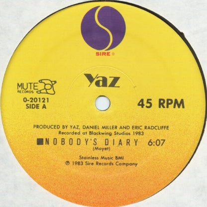 Yaz* : Nobody's Diary / State Farm (12", Spe)