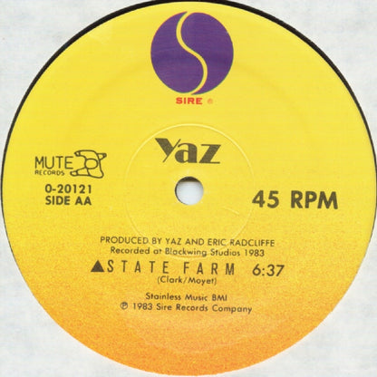 Yaz* : Nobody's Diary / State Farm (12", Spe)