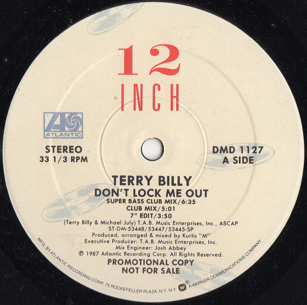 Terry Billy : Don't Lock Me Out (12", Promo)