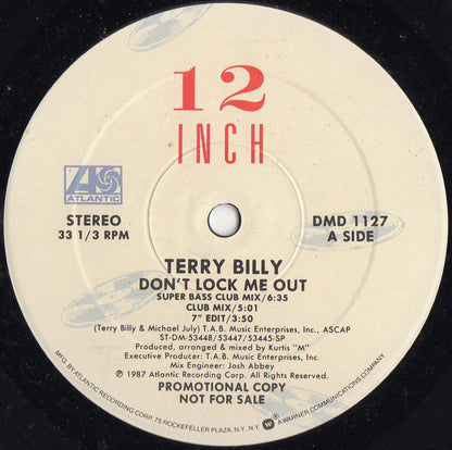 Terry Billy : Don't Lock Me Out (12", Promo)
