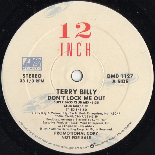 Terry Billy : Don't Lock Me Out (12", Promo)