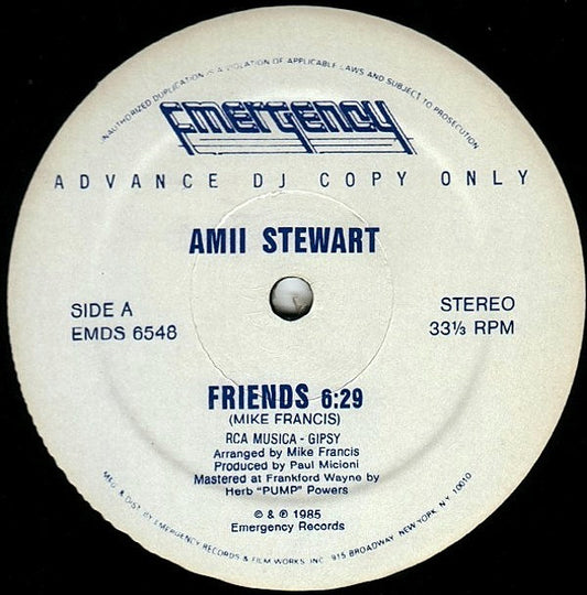 Amii Stewart : Friends (12", Advance, Promo)